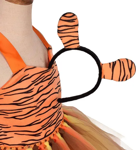 Vista 6 de Conjunto de disfraz de animal de tigreleopardocebra con cola de aro para el pelo, disfraz de Halloween