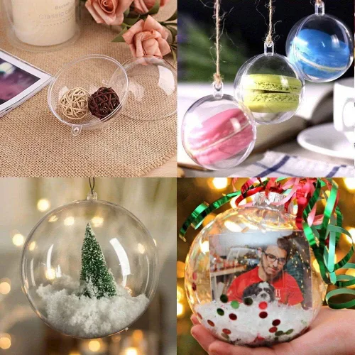 Vista 9 de Paquete de 12 bolas decorativas rellenables de plástico transparente de 3.15"/80mm para Navidad, festividades, boda, fiesta, decoración del hogar