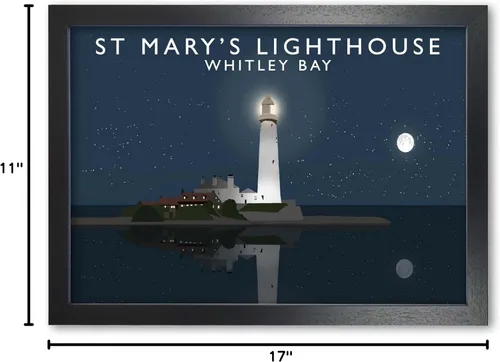 Vista 6 de Impresión de Whitley Bay, póster de viaje del faro de Santa María, póster de Whitley Bay, foto de Whitley Bay, colgante de pared de Whitley Bay