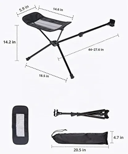Vista 3 de Silla universal de camping, reposapiés, otomana, plegable, acoplable, reclinable, accesorios retráctiles para taburete retráctil, hamaca, silla