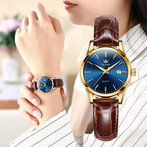 Vista 9 de OLEVS Relojes para mujer, de cuero marrón, fácil de leer, de cuarzo, analógicos, de cara pequeña, para mujer, impermeable, casual, simple