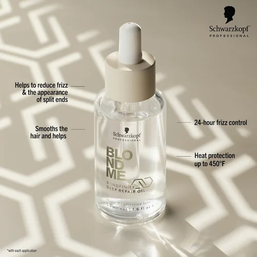Vista 2 de BlondMe Bondfinity - Aceite de reparación profunda para cabello rubio, 1.6 onzas líquidas, reduce el encrespamiento, protección contra el calor