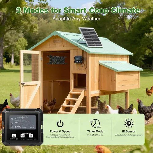 Vista 6 de TARKARI Ventilador de escape de gallinero alimentado por energía solar