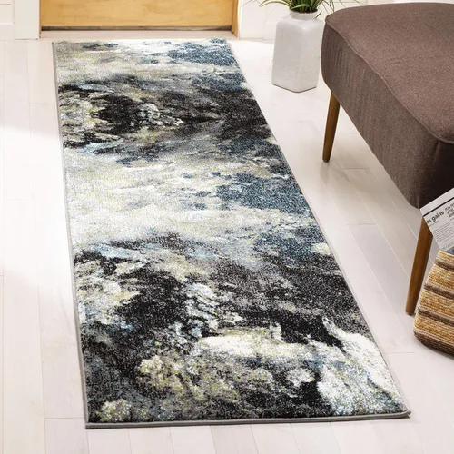 Vista 3 de SAFAVIEH Glacier Collection - Alfombra decorativa de 2 pies 3 pulgadas x 4 pies, azul y multicolor, diseño abstracto moderno, no desprende pelusa