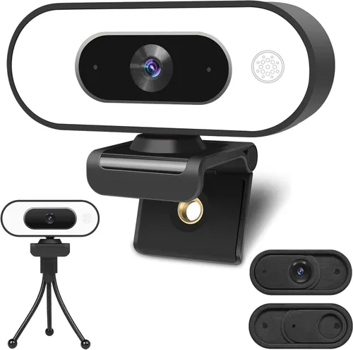 Vista 13 de Cámara web de transmisión ToLuLu 2K 50FPS, cámara web LED RGB con micrófono y luz, cámara de computadora con enfoque automático con cubierta