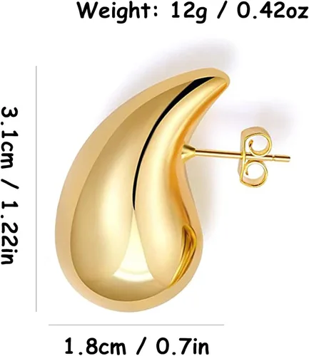 Vista 2 de Tear Drop Earrings for Women Chunky Hollow Waterdrop Gold Hoop Earrings Hypoallergenic 18k Gold Plated Stainless Steel Earrings Fashion Jewelry for