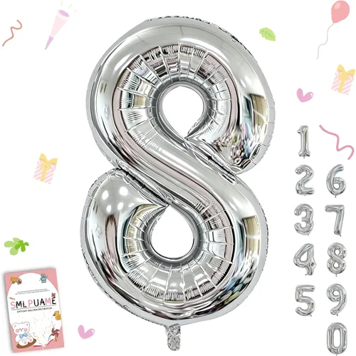 Vista 207 de Globos grandes de 40 pulgadas de números del 0 al 9, globos numéricos para decoración de fiesta de cumpleaños, globos de helio de aluminio