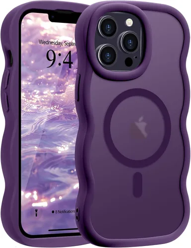 Vista 85 de Pepmune - Funda para iPhone 12 Pro Max con marco ondulado y estructura rígida, color mate claro, cubierta trasera unisex, compatible con Magsafe