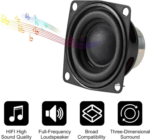 Vista 5 de ACEIRMC 2 pulgadas 4 Ohm 10 W Altavoz de audio estéreo de rango completo, woofer, para Arduino (10 unidades)