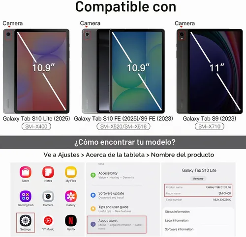 Vista 2 de JETech Estuche giratorio para Samsung Galaxy Tab S10 Lite / S10 FE / S9 FE de 10.9 pulgadas / S9 de 11 pulgadas con soporte para S Pen, cubierta
