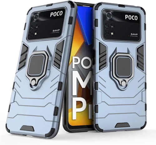 Vista 8 de MaiJin Compatible con funda Xiaomi Mi Poco M4 Pro 4G, soporte de anillo de metal a prueba de golpes (funciona con soporte magnético para automóvil)