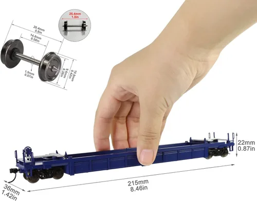 Vista 4 de Evemodel C8749 1pc HO Scale 40ft Well Car 1:87 Fondo cóncavo 40' carro plano (1pc - azul)