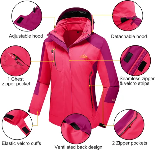 Vista 6 de MAGCOMSEN Women's 3-in-1 Winter Coats Snow Ski Jacket Water Resistant Windproof Fleece Lined Winter Jacket Parka