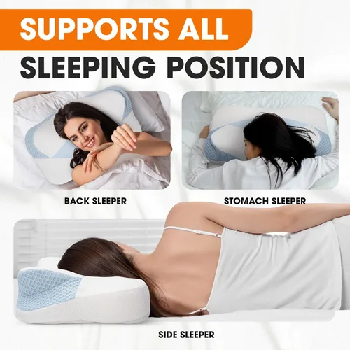Vista 5 de Cheer Collection Almohada cervical para aliviar el dolor de cuello y hombros – Almohada ortopédica de espuma viscoelástica para dormir, almohada