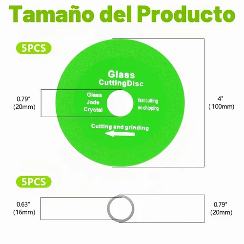 Vista 2 de Disco de corte de vidrio para amoladora angular de 4-1/2 pulgadas, 5 unidades de disco de corte de diamante de cerámica de vidrio de 7/8 pulgadas