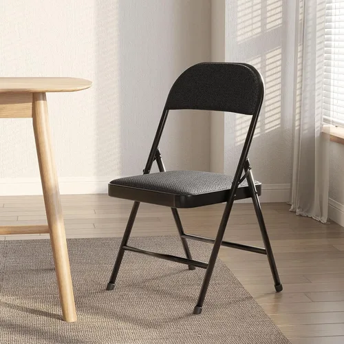 Vista 8 de Nazhura Paquete de 4 sillas plegables, juego de sillas de comedor de tela con cojín acolchado y respaldo, asiento interior y exterior para hogar