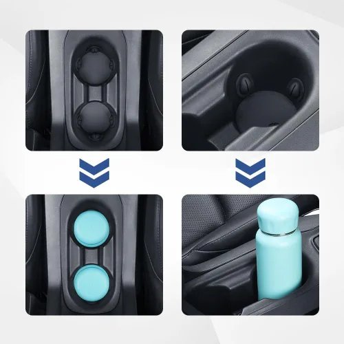 Vista 6 de Limitador de portavasos de automóvil, posavasos de silicona antivibraciones para portavasos de automóvil, universal, autoadhesivo, estabilizador