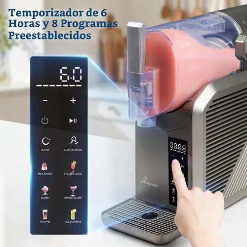 Vista 2 de Máquina de granizado para el hogar, máquina de bebidas congeladas de 81 onzas con 6 programas preestablecidos, temporizador de 6 horas