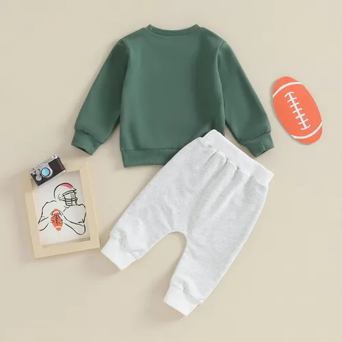 Vista 3 de AEEMCEM Conjunto de sudadera con cuello redondo y pantalones deportivos para niños pequeños