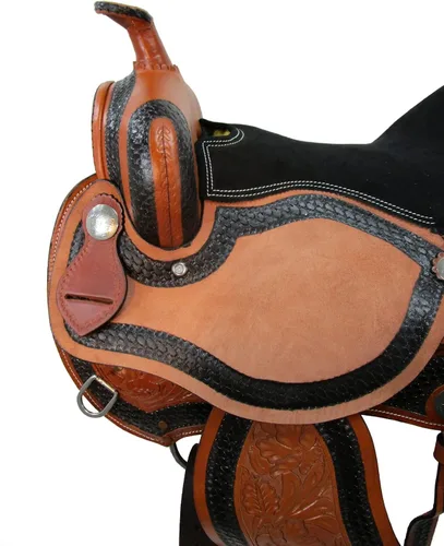 Vista 5 de Cómodo Trail Western Horse Sillín 15 16 17 18 Placer Tooled Cuero Tack Set SQHB