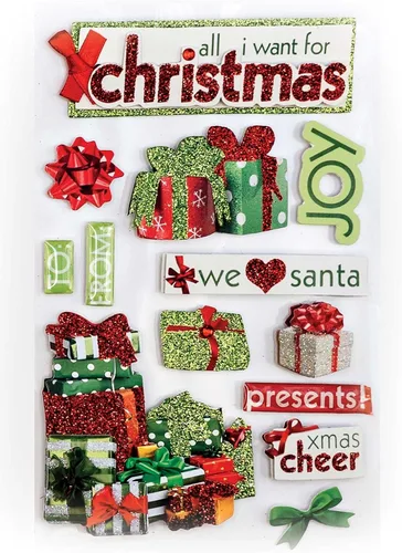 Vista 7 de Paper House Productions Die-Cut Dimensional & Glitter Accent Scrapbook Sticker Sheet - Christmas Cookies, 3-Pack