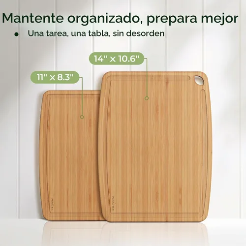 Vista 6 de Keechee Tablas de cortar de bambú aptas para lavavajillas, tabla de cortar de madera duradera y ligera para cocina ocupada, fácil almacenamiento