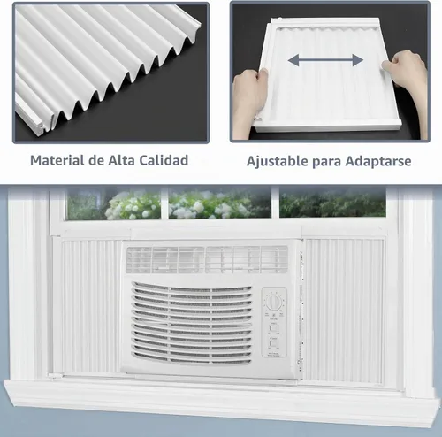Vista 6 de Flamorrow Paneles laterales de aire acondicionado de ventana con marco, se adapta a aires acondicionados de ventana de 10,000 BTU, kit de relleno