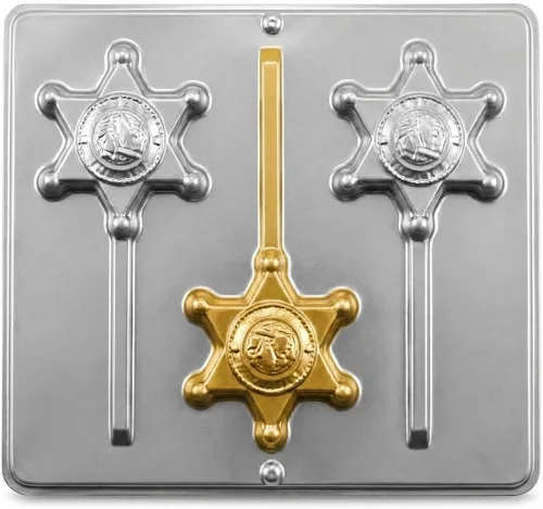 Vista 7 de Molde de caramelo de chocolate con diseño de piruleta con insignia del sheriff 3455