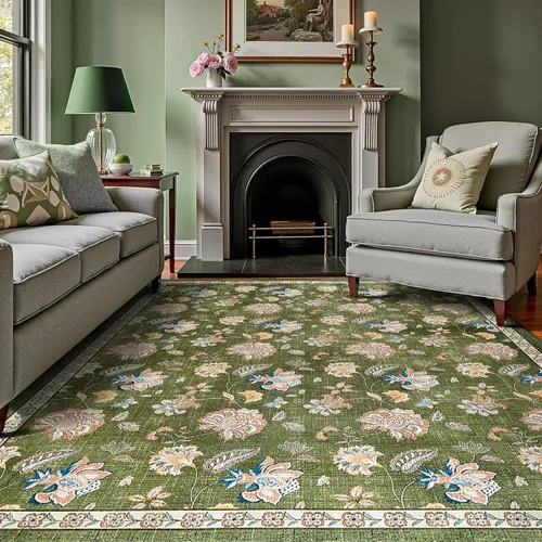 Vista 101 de jinchan Fiora - Alfombra lavable de área pequeña, alfombra de entrada floral de medio círculo de 2 x 3, tapete de media luna de pelo bajo, suave