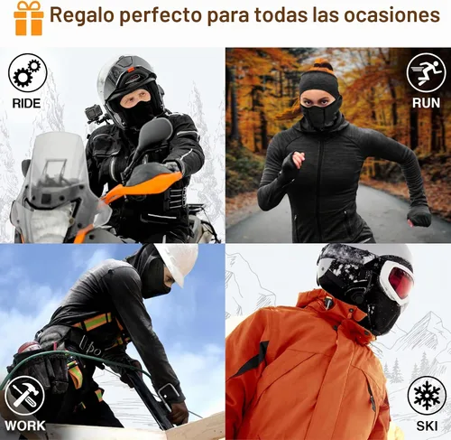 Vista 4 de GearTOP Máscara de esquí y pasamontañas para hombres y mujeres, cubierta facial cálida para esquí, snowboard, motocicleta Negro
