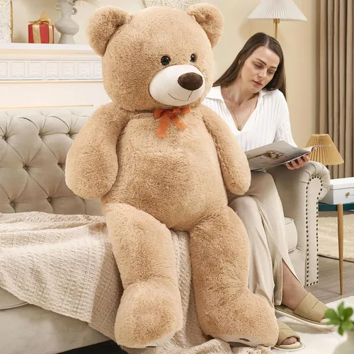 Vista 6 de MaoGoLan Oso de peluche gigante de 4 pies de crema, oso de peluche grande de 47 pulgadas, peluche suave para niños, decoraciones para Baby Shower