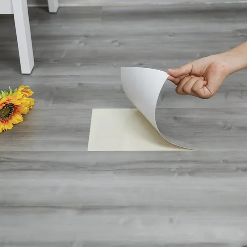 Vista 17 de Azulejos de suelo para despegar y pegar, suelo de tablones de vinilo blanco (Ash White)