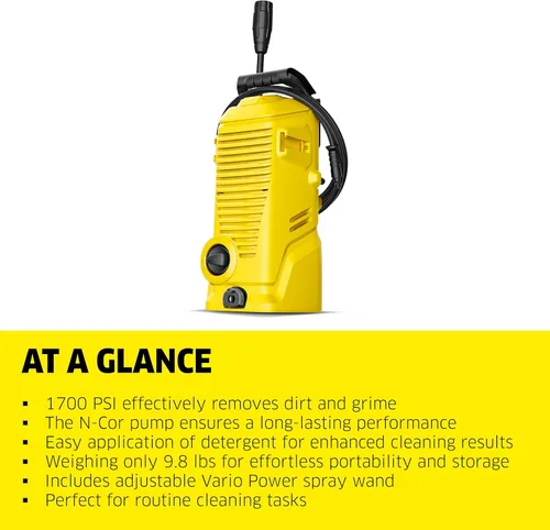 Vista 7 de Kärcher Hidrolavadora K 1, Máx 1.45 GPM, 1700 PSI, Pistola Rociadora de Gatillo y Lanza de Pulverización Vario Power - para Autos, Bicicletas