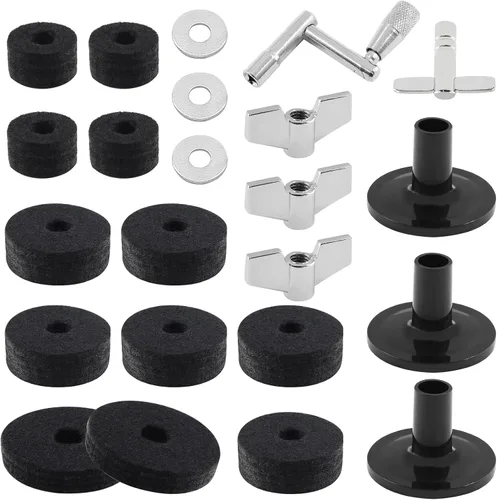 Vista 7 de Biaungdo 12 accesorios de repuesto para platillo, fieltros y copas de platillo Hi-Hat, funda de soporte con arandela y base, tuercas de ala