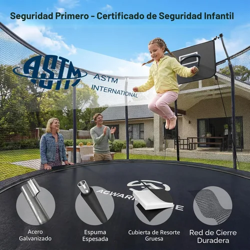 Vista 2 de Outdoor Trampoline with Net for Kids 10FT 12FT 14FT 15FT 16FT Negro