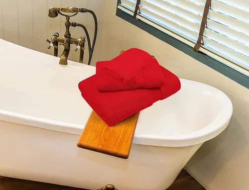 Vista 6 de Towel and Linen - Juego de toallas Mart color borgoña, 2 toallas de baño, 2 toallas de mano y 4 paños de 2 capas de baja torsión de 600 GSM, hilado