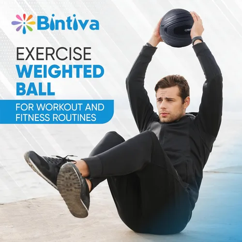 Vista 2 de bintiva Pelota de Golpe sin Rebote - Bola Pesada para Ejercicio con Peso para Rutinas de Entrenamiento y Fitness - Bola de Peso Muerto Medicinal
