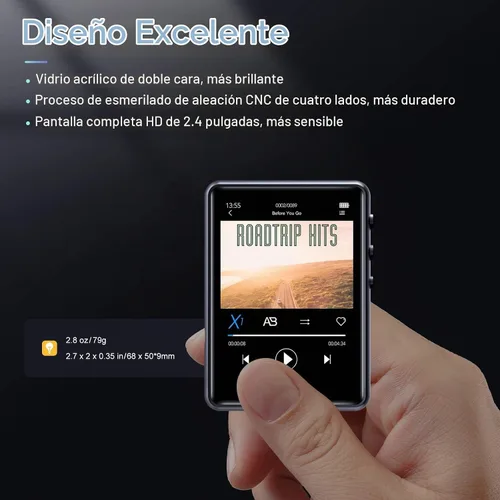 Vista 7 de Conrian - Reproductor Mp3 Bluetooth de 64 GB, pantalla táctil de 2,4 Negro