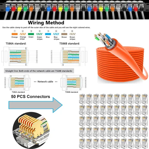 Vista 6 de TAIWAIN Kit de herramientas para pelacables de crimpado de red RJ45 Cat5/Cat6/Cat7 6P/8P/4P RJ11/RJ12/Juego de cortadores de reparación de cables