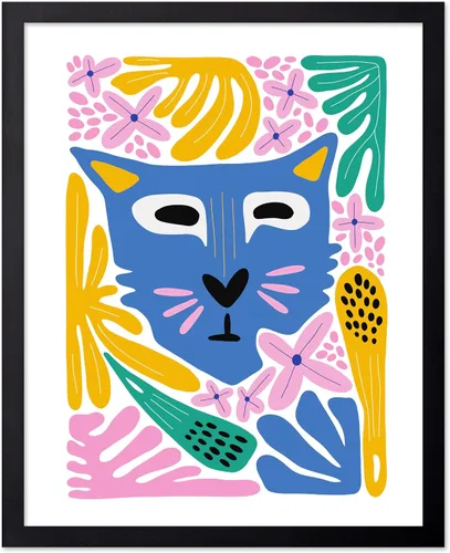Vista 70 de Poster Master Póster de gato – Estampado floral retro – Arte de flores – Arte colorido de gato – Arte bohemio chic – Arte abstracto genial – Arte
