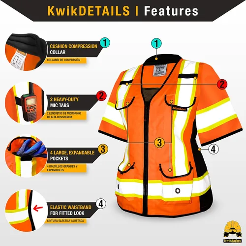 Vista 4 de KwikSafety - Charlotte, NC - Chaleco de seguridad GODMOTHER Clase 3 para mujer - Ajuste holgado - Equipo de trabajo reflectante conforme a ANSI OSHA