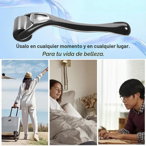 Vista 4 de Rodillo Derma Beard Roller Microneedling Dermaroller Facial Roller Microneedle Micro Aguja Rodillo 540 Titanio para Uso Doméstico
