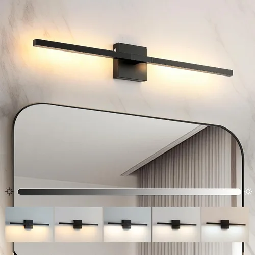 Vista 11 de Lámparas de baño sobre espejo, luz negra de tocador de baño de 12 pulgadas, lámpara LED de pared moderna de 11 W, 3000 K para barra de tocador