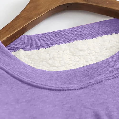 Vista 5 de FlekmanArt Sudadera de Navidad para mujer, manga larga, cuello redondo, estampado de letras, cálida, sherpa, cómoda y elegante
