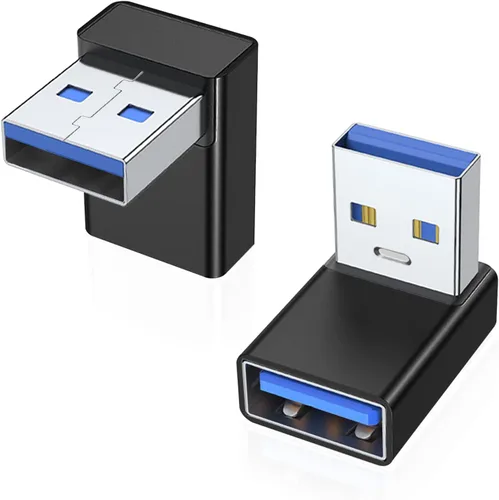 Vista 16 de AreMe Adaptador USB 3.0 de 90 grados, paquete de 2 unidades, extensor de convertidor USB A macho a hembra de ángulo recto para PC, laptop, cargador