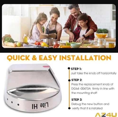 Vista 5 de AZ4U 5 piezas DG64-00473A - Perilla para horno, compatible con Samsung Gas Range NX58F5700WS NX58K7850SS NX58H5600SS NX58J7750SS NX58M6850SS