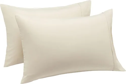 Vista 3 de Amazon Basics Juego de 2 fundas de almohada estándar - Ligeras, súper suaves, microfibra de fácil cuidado, beige, 30" L x 20" A, almohadas