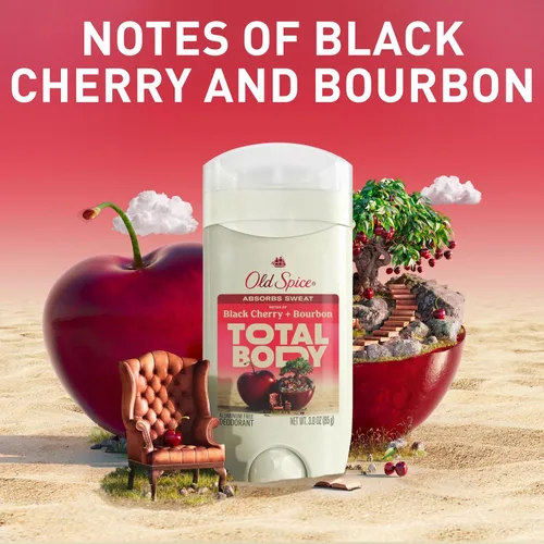 Vista 7 de Old Spice Desodorante en barra de cuerpo entero para hombres, sin aluminio, cereza negra + aroma a borbón, protección contra olores 24/7, frescura