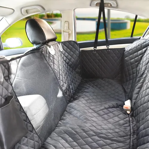 Vista 7 de Vailge Hamaca de coche para perro, 100% impermeable con ventana de malla, evita arañazos y fundas antideslizantes para asiento trasero