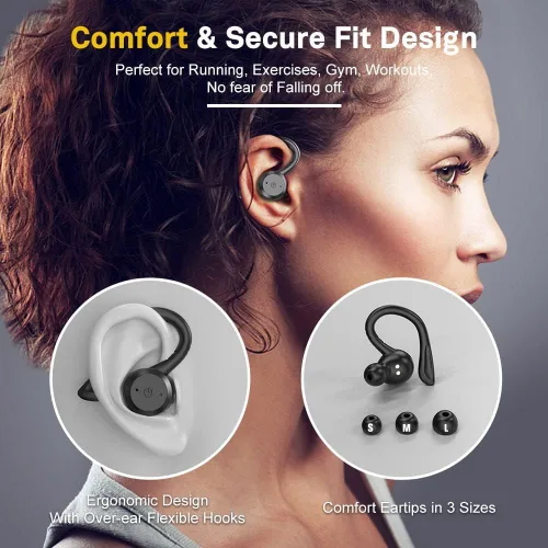 Vista 3 de Apekx - Auriculares Bluetooth, auriculares inalámbricos verdaderos con estuche de carga, IPX7 impermeable, sonido estéreo, auriculares con micrófono